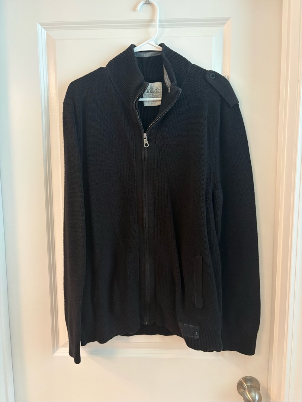 Express Men's Black Full-Zip Knit Sweater Jacket